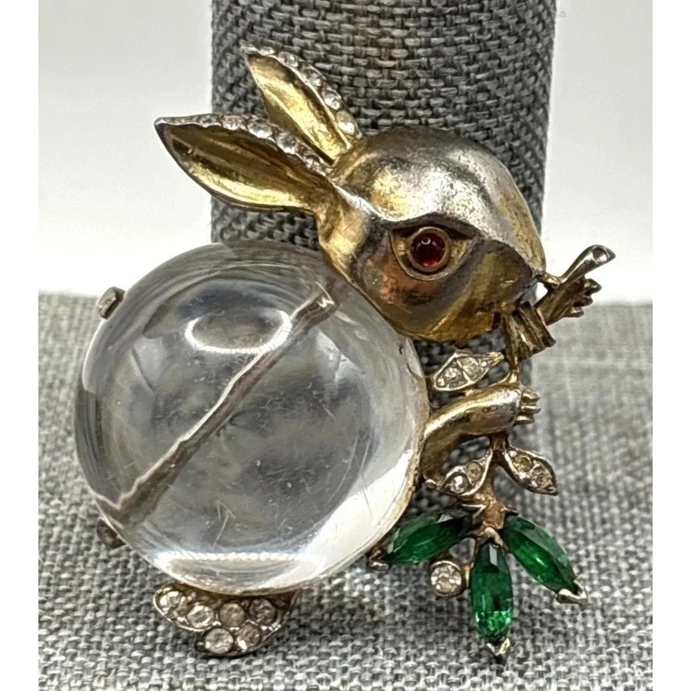 Trifari Alfred Philippe Jelly Belly Vermeil Sterling Rabbit Brooch Book Piece
